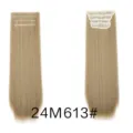 Detailed view of 24-inch 613 blonde synthetic hair clip-in extensions, 4-piece set structure. - Light Blonde (24M613)