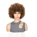 Kurze afro lockige perücke flauschige wellenförmige kunsthaar perücke für damen styling - 1B/30#