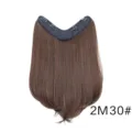 Brown one piece U clip in hair extensions synthetic volume adding seamless hairpiece 1pc - 2M30# Light Brown Highlight