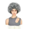 Graue kurze Afro Locken Perücke flauschige synthetische Haare für Damen Party Look - 1B/0906#