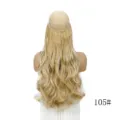 Longue extension de cheveux synthétiques ondulés avec un fil invisible blond clair 105# - Or