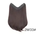 Dark brown U-shaped clip-in hair extension, natural wavy synthetic hair piece for volume. - 2M33# Dark Brown