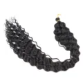 Deep Wave Synthetik Haar Bulk, 30 Zoll 120g lockige Häkelhaar Extensions für Damen. - Naturschwarz