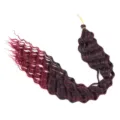 Synthetische Deep Wave Bulk Haare Häkelzöpfe Ombre Burgund Rot Haarverlängerung 30 Zoll - T1B/Burgund