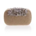 Luxe strass avondtas tas met sprankelende kristallen en bloemensluiting voor dames. - Goud