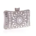 Elegante zilveren strass avondtas clutch met schitterend kristallen mozaïek design voor feesten. - Zilver