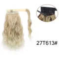 Synthetic wavy ponytail hair extension with velcro wrap and secure clip in blonde color. - Blonde Gradient 27T613#