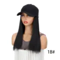 Perücke Baseballcap glattes Haar synthetische Hut Perücke für Damen Alltag Mode schwarzes Haar - 1B# Naturschwarz