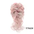 Chignon di Capelli Sintetici Riccio Rosa Bianco Scrunchie Estensione Per Donna Nuova - 97H60#