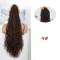 Lange wellige Kordelzug Pferdeschwanz Perücke für Damen, synthetische Haarverlängerung. - Mittelbraun