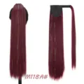 Extension de queue de cheval longue raide bordeaux tinsel bande magique postiche SKU - M118A#