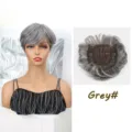 Graues synthetisches Haartoiletten Clip in Haarteil fur Damen kurze Perucke Grau Haar - Grey#