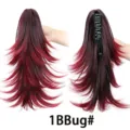 Synthetische Haarverlängerung Zopf Klemme lockige Perücke in Burgunderrot Farbe 1B - 1BBug# Schwarz Burgund Ombre