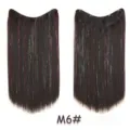Synthetic 4-clip V-shaped one-piece straight hair extensions with colorful tinsel M6# - Color M6#
