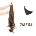 Lange lockige Zopf-Haarverlängerung zum Wickeln mit Zauberstab in Farbvariante 2M30# braun. - 2M30# Hellbraun Strähnchen