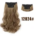 Golvende synthetische haarverlengingen met clips, natuurlijke bruine kleur voor dagelijkse look. - Kleur 12H24#