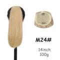 Extension de queue de cheval synthétique blonde à cordon 14 pouces 100g cheveux raides - Couleur M24#