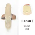 Lange blonde synthetische Pferdeschwanz-Perücke mit Kordelzug und Clips, 26 Zoll 160g Haar - T24# Farbe