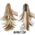 Synthetische Klauenklammer Pferdeschwanz Haarteil mit gestuftem lockigen Design für Damen. - 6H613# Ombre Blond