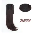 Langer glatter Zopf Perücke Verlängerung 2M33# Farbe Wickel-Haarteil für Damen. - 40CM / 2M33# Dunkelbraun