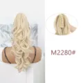 Blonde paardenstaart pruik met haarklem, lang krullend synthetisch haar voor vrouwen. - Kleur M2280#