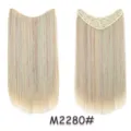 4-clip V-shaped one-piece synthetic hair extension with holographic tinsel straight hair piece - Color M2280#