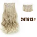 Synthetische clip-in golvende haarverlenging 4-delig lang krullend haar blond voor dames - Kleur 24T613#