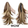 Synthetische gestufte lockige Klauen-Clip-Pferdeschwanz-Haarverlängerung Farbe 9H24# - 9H24# Strähnchen Braun Blond