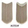 V-shaped one-piece clip-in hair extension with shiny tinsel, straight synthetic hair piece. - Color M25D#