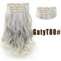 Extensions de cheveux synthétiques clip en 4 pièces ondulé ombré gris argent long - Couleur GatyT80#