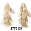 Synthetische Krallen-Zopf-Haarverlängerung, 27T613# blonde, gestufte, lockige Haarteile für Damen. - 27T613# Honigblond Ombre