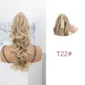 Extension de queue de cheval griffe synthétique, cheveux longs ondulés méchés, look naturel. - T22#