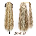 Lange gewellte synthetische Zopf Haarverlängerung mit Wickeldesign und Kamm Clips. - Goldbraun Strähnen