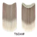 V-shaped one-piece clip-in hair extensions straight ombre color with glitter tinsel - Color T60A#