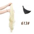 Lange wellige synthetische Pferdeschwanz Haarverlängerung mit praktischem Wickeldesign für Frauen. - Platinblond