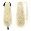 Synthetische blonde lockige Pferdeschwanz Haarverlängerung Clip Klettverschluss Stil - 613# Hellblond