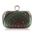 Elegante tas met pailletten voor de avond met strass ringhandvat voor feest en cocktail. - Iriserend Groen