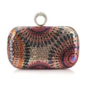 Prachtige pailletten avondtas clutch met sprankelende kristallen ring sluiting. - Multicolor Goud
