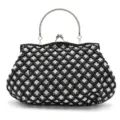 Elegante zwarte kralen avondtas tas met metalen handvat en prachtig paillettenmotief. - Zwart