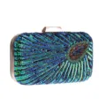 Pailletten pauw patroon harde schaal avond tasje clutch voor vrouwen feest bruiloft - Teal