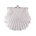Elegante handgemaakte witte kralen schelp avondtas, chique trouw clutch tas. - Zuiver Wit