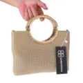 Gouden strass avondtas met ronde metalen handgreep, elegante luxe clutch tas voor vrouwen. - Goud