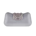 Zilveren glinsterende avondtas voor dames met sprankelende strass kroon sluiting harde clutch - Zilver