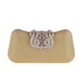 Gouden strass avondtas met kristallen sluiting harde schaal feesttas detail elegante - Goud