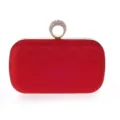 Mooie Rode Strass Avondtas Clutch met Elegante Ring Handvat Detail voor Dames en Feest - Rood