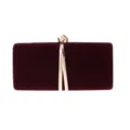 Bordeaux rode fluwelen avondtas pochette met gouden knoopsluiting en prachtig metalen detail. - Bordeauxrood