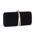 Zwarte fluwelen avondtas clutch voor dames, elegante hardcase schoudertas detail. - Zwart