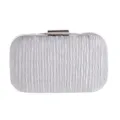 Zilveren geplooide avondtas, elegante harde clutch voor damesfeesten en bruiloften. - Wit