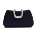 Glitter avondtas detail met strass versierd handvat voor elegante feestelijke kleding. - Zwart