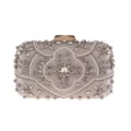 Handgemaakte kralen avondtas clutch met strass en parels voor dames elegante feest bruiloft. - Abrikoos